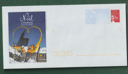 France Entier Postal Yvert No. 3417-E2  2 Lignes + Petit Carré Au Verso No 809 Lot B2K/0406675 Repiqué Noel à Strasbourg - PAP : Sovrastampe Private