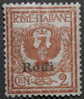 Egeo-Egee-Aegean Island 1912, Italian Emission Overprinted Rodi, Sassone 1, Mint Lightly Hinged - Egée (Rodi)