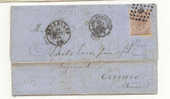 Brief Naar Tarare Met Diverse Afstempeligen Oa Belg Amb Ets - 1865-1866 Perfil Izquierdo