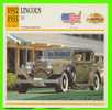 LINCOLN, 1932 KB V12 CYL -  VOITURE DE PRESTIGE -  FICHE COMPLÈTE DE LA VOITURE À L´ENDOS DE LA CARTE - - Voitures