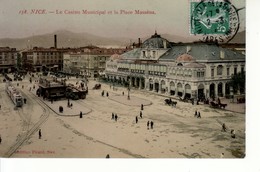 Nice, Casino Municipal Et Place Masséna (animation, Trains, Carrioles) - Piazze