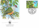 OISEAU MUSCIVORE DES ILES COOK ENVELOPPE PREMIER JOUR WWF COOK ISLAND 1989 DIFFERENT - Papagayos