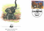 MAMMIFERES ELEPHANT D AFRIQUE ENVELOPPE PREMIER JOUR WWF UGANDA 1983 - Elefanten