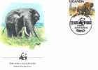 MAMMIFERES ELEPHANT D AFRIQUE ENVELOPPE PREMIER JOUR WWF UGANDA 1983 - Eléphants