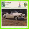 VOITURE, SUNBEAM ALPINE 1954 - FICHE COMPLÈTE DE LA VOITURE À L´ENDOS DE LA CARTE - - Voitures