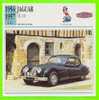 VOITURE, JAGUAR XK 140 1954 - FICHE COMPLÈTE DE LA VOITURE À L´ENDOS DE LA CARTE - - Auto's