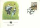 W0598 Grue à Cou Blanc Grus Vipio Corée Du Sud 1988 FDC Premier Jour WWF - Aves Gruiformes (Grullas)