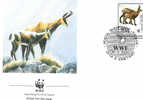 WWF  LE CHAMOIS CAPRINS FDC ALBANIE 1990 DIFFERENTS - Gibier