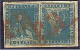 ITALY, TOSCANA, TWO 2 CRAZIE -STAMPS USED ON PIECE - Toscana