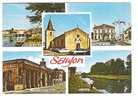 SAUJON ,Port De Ribérou,l'Hotel De Ville,l'Eglise,l'établissement Thermal,la Seudre(+pecheur à La  Ligne)  ;TB - Saujon