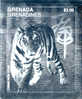 GRENADA E GRENADINES  - - TEMATICA OLOGRAMMI " ANNO TIGRE" - 1998 - FOGLIETTO ARGENTO - Holograms