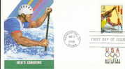 CANOE FDC USA 1996 JEUX OLYMPIQUES D ATLANTA ET 100 ANS DES JEUX OLYMPIQUES DIFFERENT - Kanu