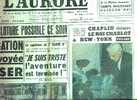 L´aurore N° 3717 - 22/08/1956 Célébrité CHAPLIN - Cinéma