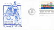 AVIRON FDC USA 1979 JEUX OLYMPIQUES DE 1980 MOSCOU MODELE 3 VOLLEY BALL, NATATION, ATHLETISME ET EQUITATION - Rowing