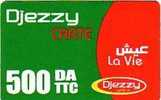 ALGERIE CARTE DJEZZY RECHARCHE GSM 500 DA RARE - Algérie