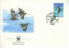 W0600 Grue à Cou Blanc Grus Vipio Corée Du Sud 1988 FDC Premier Jour WWF - Cranes And Other Gruiformes