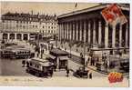 CPA PARIS (2ème) La Bourse Très Animée Bus Voiture Ancienne Tramway - Paris (02)