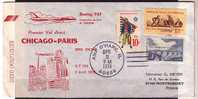 Premier Vol  Direct Chicago Paris -affranchissement USA - 3c. 1961-... Storia Postale