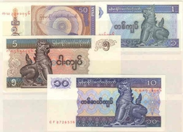 MYANMAR UNC BANKNOTE 4V LOW VALUE - Myanmar