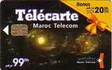 MAROC SERIE ESPACE PLANETES GROSSE VALEUR 99DH + 20DH BONUS UT SUPERBE ET RARE - Ruimtevaart