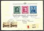 LIECHTENSTEIN FAMOUS PAINTINGS, SHEETLET FROM 1949 On FDC TO FRANCE - Blokken