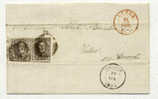 Lettre De Liege (24/04/1855) Avec Paire Du 10C + Bord De Feuille Vers Wellin - 1849-1865 Medallones (Otros)