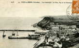 PORT-en-BESSIN  (Calvados)   -   Vue D'ensemble : La Ville, L'Epi Et La Poissonnerie   (a Voyagé En 1928) - Port-en-Bessin-Huppain