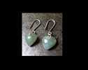 - Boucles D'oreille Coeur En Jade Véritable Monté Sur Argent / Genuine Burmese Jade And Silver Earrings - Ethnisch