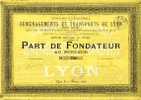 DEMENAGEMENTS Et TRANSPORTS De LYON (part De Fondateur)-( Art. N° 81 ) - Transports