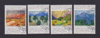 Liechtenstein Mi 1016-1019 Paintings - Giacometti - Gehr - Scherrer - Landscapes - Mounts - Oblitérés