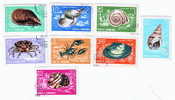 ROMANIA 1966, CRUSTACESET MOLLUSQUES DIVERS  USED FULL SET YVERT#2240-2247 - Rane