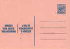 AP - Entier Postal - Carte Postale Avis De Changement D'adresse N° 20 - Chiffre Sur Lion Héraldique - 4,50 Fr Bleu - NF - Avviso Cambiamento Indirizzo