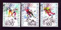 Liechtenstein Mi 1030-1032 Olympic Games - Cross-country Skiers - Doping Check - Hockey - Downhill Skier - 1991 - Usados