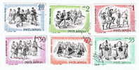 ROMANIA 1966, DANSES FOLKLORIQUES DIVERSES  USED FULL SET YVERT#2199-2204 - Danse