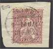 SWITZERLAND 50 CENTIMES GRANITE PAPER 1881 USED ON PIECE SIGNED - Used Stamps