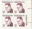 US Scott 1860 - Zip Block Of 4 - Ralph Bunche 20 Cent - Mint Never Hinged - Blocks & Sheetlets