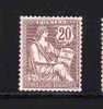 FRANCE 1902 Y&T 126 "TYPE MOUCHON 20 C BRUN-LILAS" NEUF SANS CHARNIERE XX TTB - Nuovi