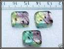 Lot De 3 Perles Artisanales Dichroic Rectangle Multicolore Sur Feuille D´argent - Parels
