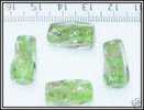 1 Perle Artisanale Dichroic Tube Vert Sur Feuille D´or 17x10mm. - Parels