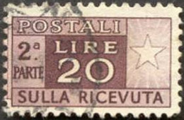 Pays : 247,1 (Italie : République) Yvert Et Tellier N° : CP   60 (o)  Moitié De Timbre Droite - Pacchi Postali