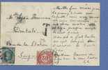 194 Op Kaart (als Brief) ! Met Cirkelstempel HYON Op 8/4/24, Getaxeerd Met TX 35 Met Cirkelstempel SOIGNIES - 1922-1927 Houyoux