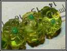 6 Perle à La Lampe - Lampwork - Artisanale Verte Environ 15x9mm - Parels