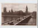 London - Houses Of Parliament And Westminster Bridge  - Real Photograph Post Card - Houses Of Parliament