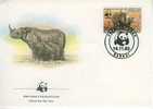 W0755 Rhinoceros Noir Diceros Bicornis Centrafrique 1983 FDC Premier Jour WWF - Rhinoceros