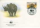 W0754 Rhinoceros Noir Diceros Bicornis Centrafrique 1983 FDC Premier Jour WWF - Rhinocéros