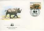 W0752 Rhinoceros Noir Diceros Bicornis Centrafrique 1983 FDC Premier Jour WWF - Rinocerontes