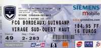 BORDEAUX/GUINGAMP 28/11/2001 (non Plié) - Bekleidung, Souvenirs Und Sonstige