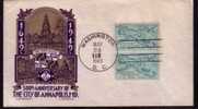 US - 1949 - 300th ANNIVERSARY OF THE CITY OF ANNAPOLIS, MD VF COMM CACHETED COVER - Enveloppes évenementielles