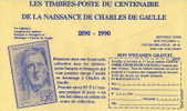 France : CCP Publicitaire. Général De Gaulle, Centenaire Naissance, 1890-1990, Timbre, Philatélie - De Gaulle (Général)