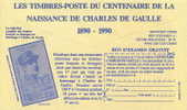 France : CCP Publicitaire. Général De Gaulle, Centenaire Naissance, 1890-1990, Timbre, Philatélie - De Gaulle (Général)